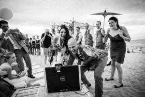 laptop at a wedding