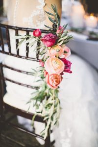 Wedding flowers on chair